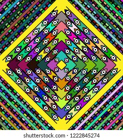 abstract milticolor frames rhomb with ornamemt and figures