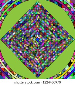 abstract milticolor frames rhombus with ornamemt and figures