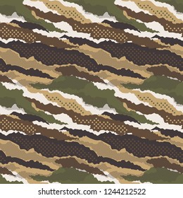 Abstract mimetic dotted camouflage wallpaper vector seamless pattern