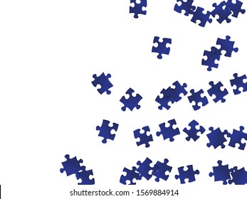 Abstract mind-breaker jigsaw puzzle dark blue pieces vector background. Group of puzzle pieces isolated on white. Teamwork abstract concept. Jigsaw pieces clip art.