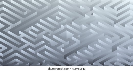 Abstract minimal 3D labyrinth design background. Eps 10 stock vector illustration 