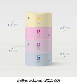 Abstract minimal 3D tube object design with your text and numbers. Eps 10 stock vector illustration 