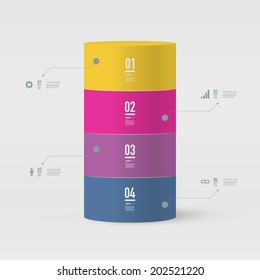 Abstract minimal 3D tube object design with your text and numbers.  Eps 10 stock vector illustration 