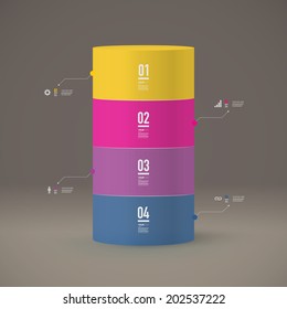 Abstract minimal 3D tube object design with your text and numbers. Eps 10 stock vector illustration 