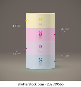 Abstract minimal 3D tube object design with your text and numbers. Eps 10 stock vector illustration 