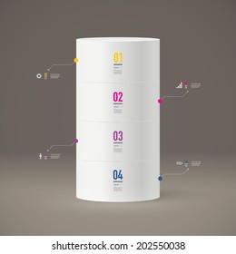 Abstract minimal 3D tube object design with your text and numbers. Eps 10 stock vector illustration 