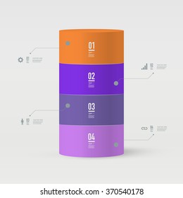 Abstract minimal 3D tube object design with your text and numbers can be used for workflow layout, chart, number options, presentation, web design. Eps 10 stock vector illustration 