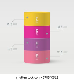 Abstract minimal 3D tube object design with your text and numbers can be used for workflow layout, chart, number options, presentation, web design. Eps 10 stock vector illustration 