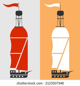 abstract minimal alcohol logo from a bottle of wine in the form of a sailboat