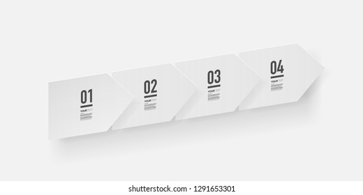 Diseño abstracto de flechas mínimas con números y texto. Ilustración vectorial Eps 10 