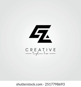 Letra artística mínima abstrata CZ ZC Logo Design. Símbolo De Logotipo De Letra Baseado Inicial.