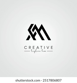 Abstract Minimal Artistic Letter FM MF Logo Design. Initial Based Letter Logo Vector.