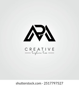 Abstract Minimal Artistic Letter MP PM Logo Design. Initial Based Letter Logo Symbol.