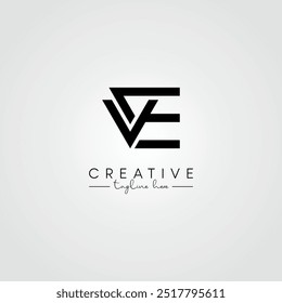 Abstrato Mínimo Artístico Letra VE EV Logo Design. Símbolo De Logotipo De Letra Baseado Inicial.