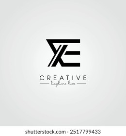 Abstractas diseño de logotipo de letra artística mínima XE EX. Símbolo inicial del logotipo de la letra.