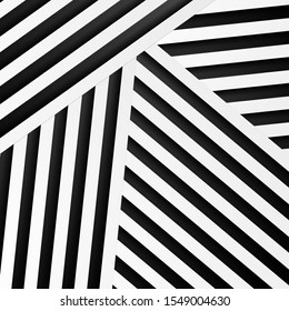 Abstract minimal background with black and white stripes. Vector geometric design