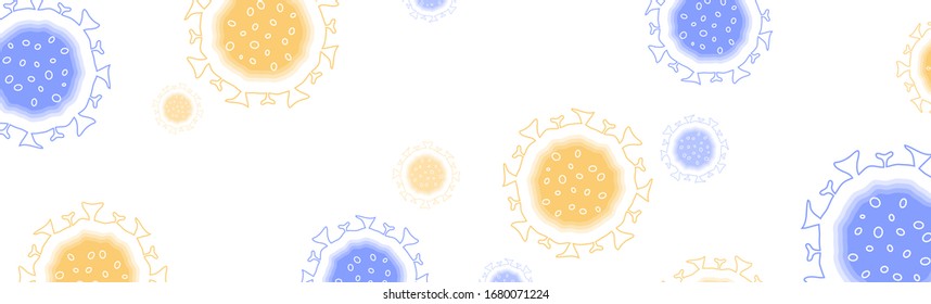 Abstract minimal background with COVID-19 coronavirus bacteria cells. Vector banner design