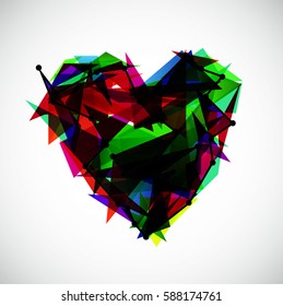 Abstract minimal background. Modern pattern  design. Simply Style. Triangular effect. Heart Vector Illustration. 