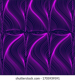 Abstrakter minimaler Hintergrund mit violetten Neonlinien. Zukunftskonzept. Lebhafte futuristische Tapete mit geometrischen Elementen. EPS10.