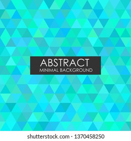 Abstract minimal background. Turquoise style. Triangles with random coloring. Vector graphics.