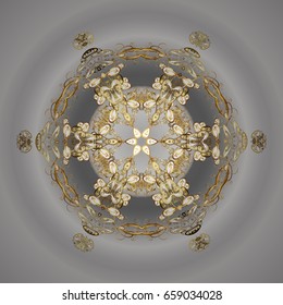 Abstract minimal background. Vector golden snowflakes on a colorfil background.