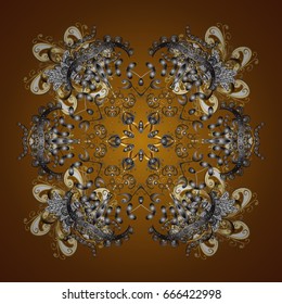 Abstract minimal background. Vector golden snowflakes on a brown background.