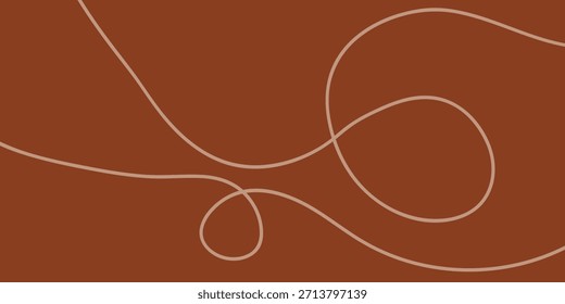 Abstract minimal background with white curved lines on earthy brown backdrop, simple artistic design for banner, wallpaper, brochure, presentation, website header, or stylish digital template. 