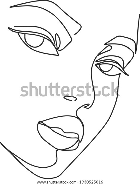 Abstract Minimal Beautiful Woman Face Line Stock Vector (Royalty Free ...