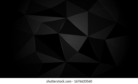 Abstrakter minimaler schwarzer Hintergrund dekorativ mit Dreieck Low-Poly-Geometrie. Die Vorlage für Designelemente kann für Hintergrund, Bildschirmhintergrund, Textur, Banner, Vektorillustration und Illustration verwendet werden