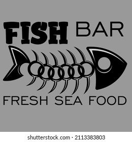 abstract minimal black logo for a fish bar or shop