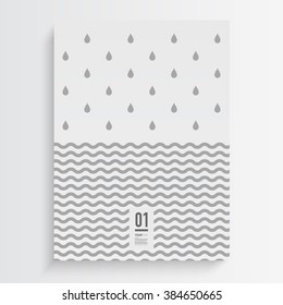 Abstract Minimal Black And White Flyer Design With Rain Drops And Wave Lines Background 
Eps 10 Stock Vector Illustration 