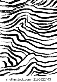 Abstract minimal black and white vector hand drawn illustration of wavy lines