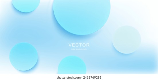 Abstract minimal blue circles gradient color on soft blue background. Vector illustration