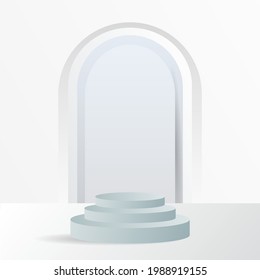 Abstract minimal blue podium product display presentation in a white background, illustration 3d Vector EPS 10