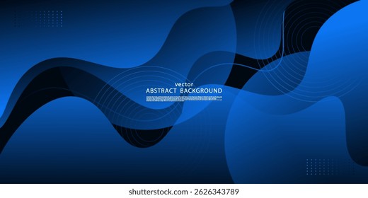Abstract minimal blue wave background. Modern concept background. Realistic waves with simple geometric patterns on dark background. Vector Eps10