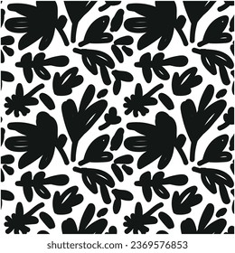 Resumen del patrón botánico mínimo. Diseño vectorial de ilustración de botánica en blanco y negro. 