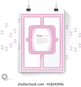 Abstract Minimal Brackets Vector Design Text Box on an A4 Paper Mockup for Your Greetings Card