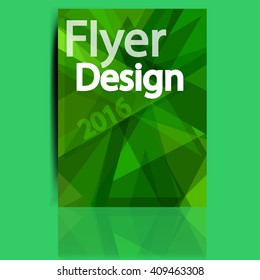 Abstract minimal brochure, green triangles, geometric flyer design, cover business background 2016, vector illustration EPS 10