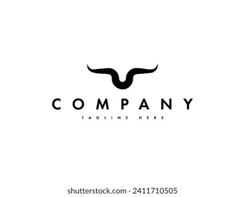 abstract minimal bull cow head logo design