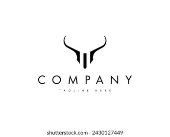 abstract minimal bull cow head logo design