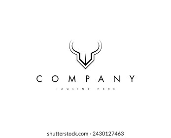 abstract minimal bull cow head logo design