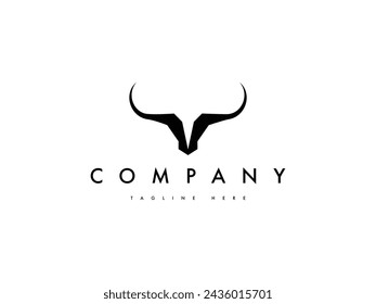 abstract minimal bull cow head logo design