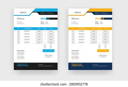 Abstract Minimal business invoice template design, Professional corporate invoice template


