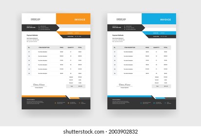 Abstract Minimal business invoice template design, Professional corporate invoice template

