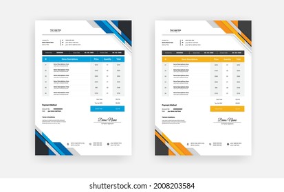 Abstract Minimal business invoice template design, Modern Professional corporate invoice template