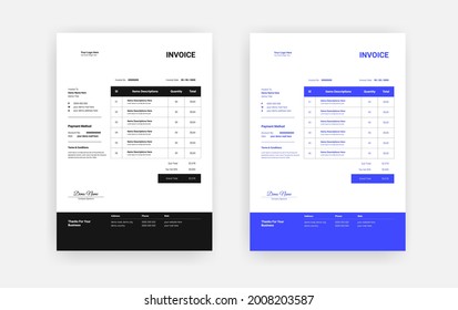 Abstract Minimal business invoice template design, Modern Professional corporate invoice template