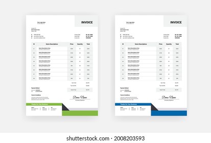 Abstract Minimal business invoice template design, Modern Professional corporate invoice template