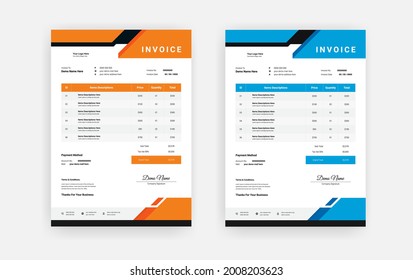 Abstract Minimal business invoice template design, Modern Professional corporate invoice template