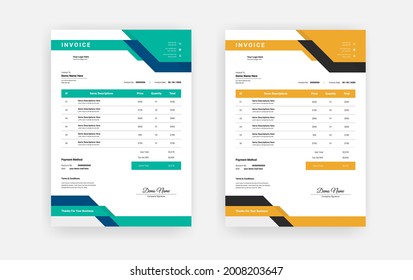 Abstract Minimal business invoice template design, Modern Professional corporate invoice template