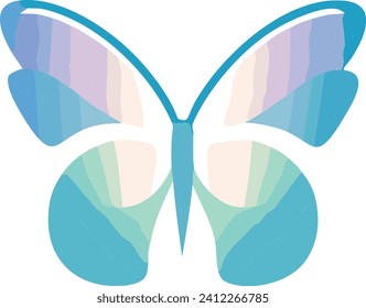 Abstract, minimal butterfly with gradient-filled wings vector illustration